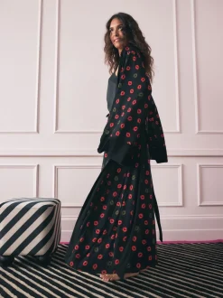 Rockett St George Black/Red Lips Jersey Robe