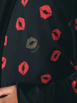 Rockett St George Black/Red Lips Jersey Robe