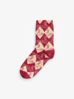 Rockett St George Black/Red 4 Pack Swan Socks