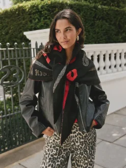 Rockett St George Black/Red Lips Midweight Scarf