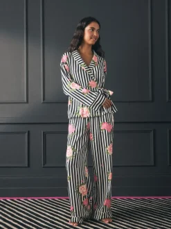 Rockett St George Black/White Flower Power Tie Side Pyjamas