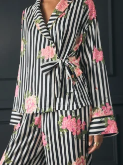 Rockett St George Black/White Flower Power Tie Side Pyjamas