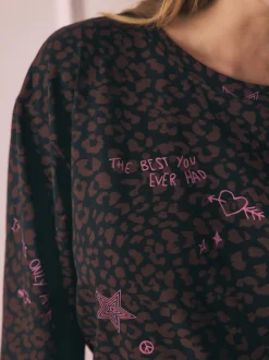 Rockett St George Chocolate Brown Leopard Tattoo Twosie Pyjamas