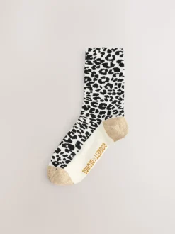 Rockett St George Monochrome Animal Print 4 Pack Ankle Socks