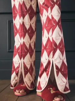 Rockett St George Red Argyle Swan Textured Satin Button Through Pyjamas