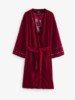 Rockett St George Red Velvet and Beaded Heart Robe