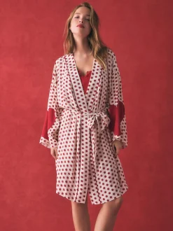 Rockett St George Red/White Polka Dot Hearts Short Robe