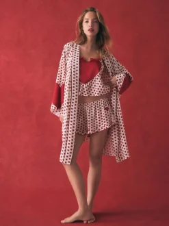 Rockett St George Red/White Polka Dot Hearts Short Robe