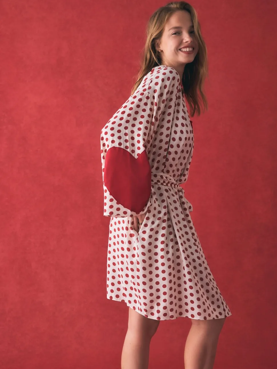 Rockett St George Red/White Polka Dot Hearts Short Robe