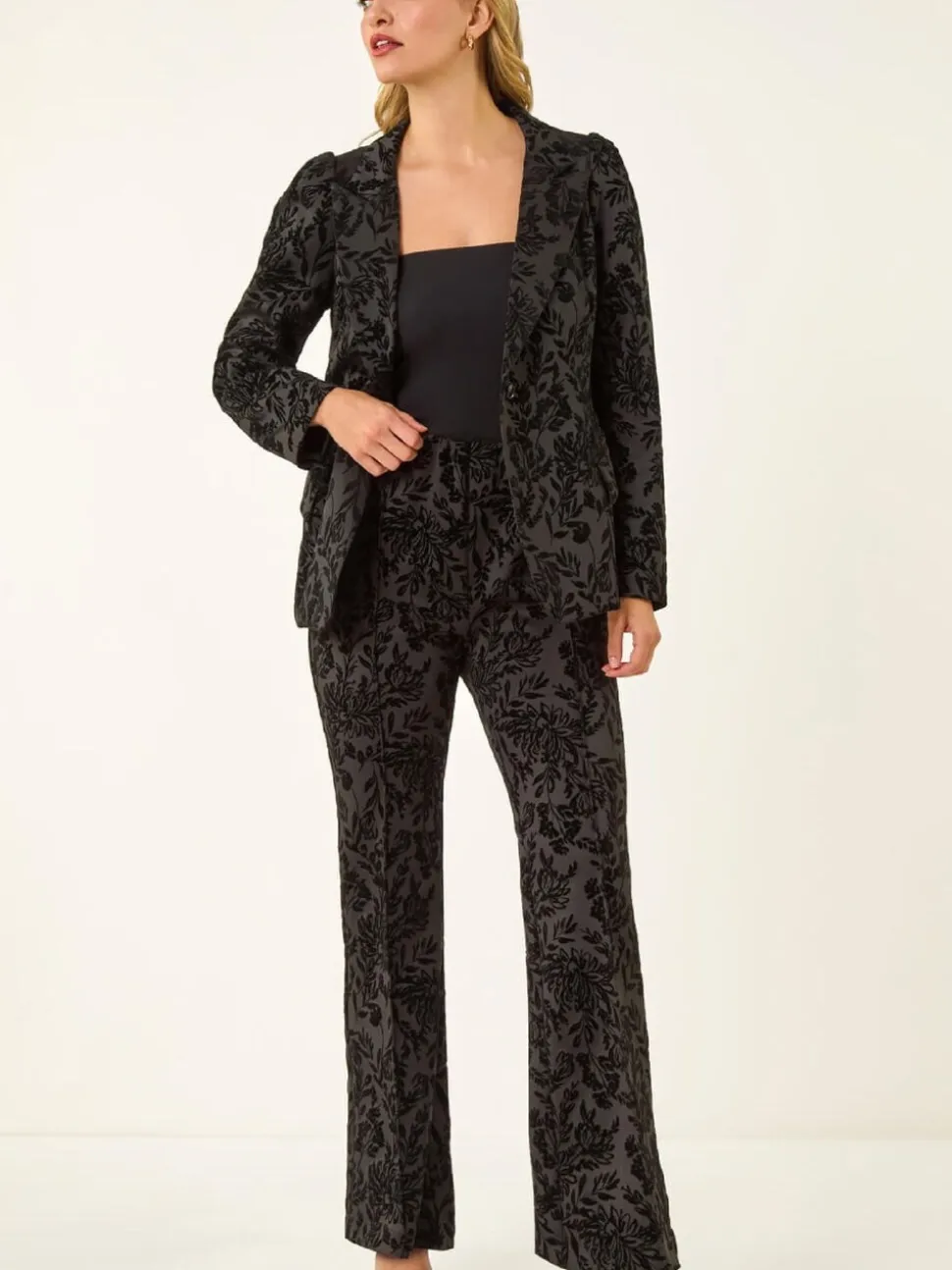 Roman Black Flocked Premium Stretch Blazer