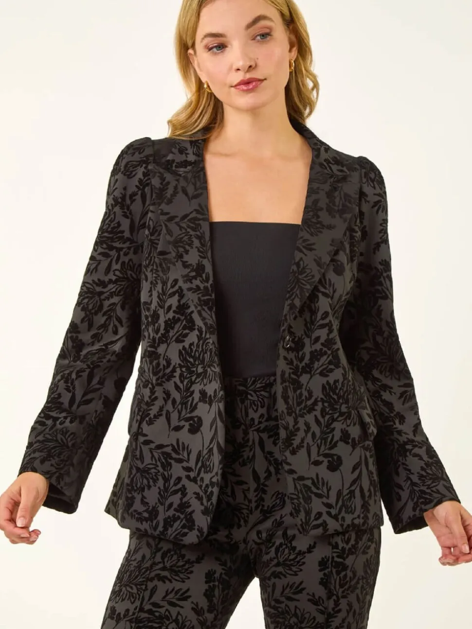 Roman Black Flocked Premium Stretch Blazer