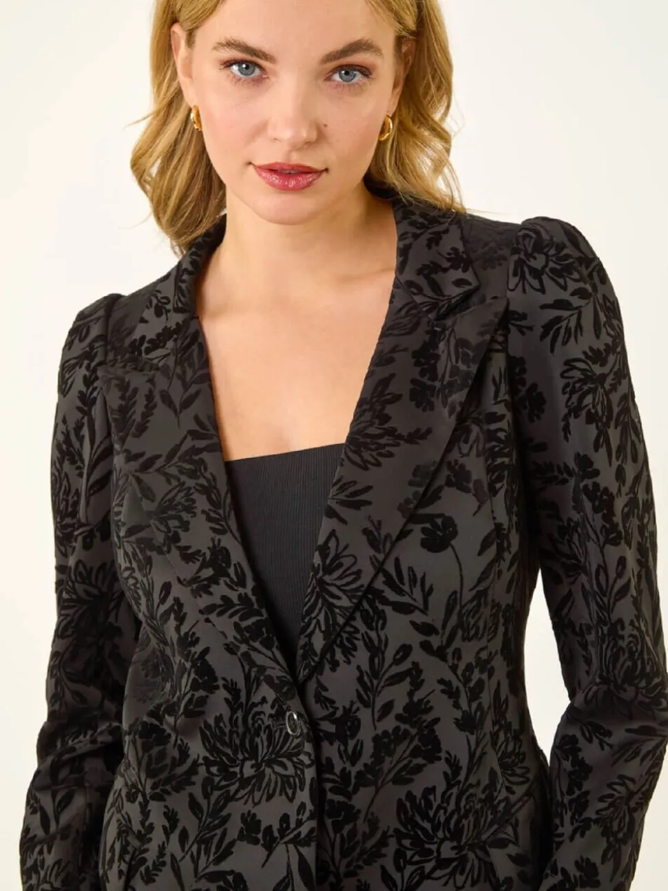 Roman Black Flocked Premium Stretch Blazer