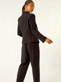 Roman Black Petite Military Stretch Blazer