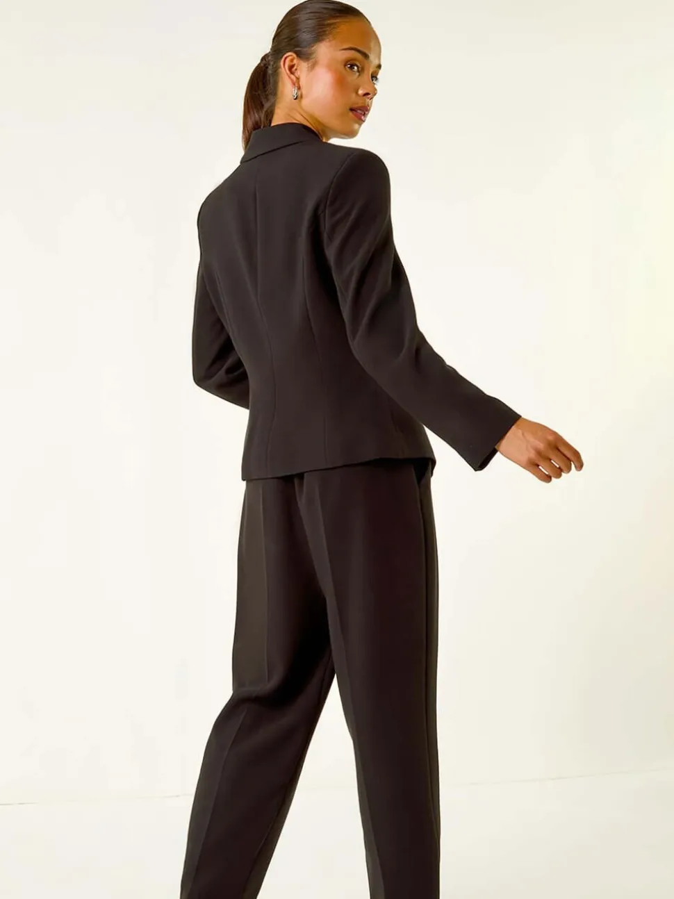 Roman Black Petite Military Stretch Blazer