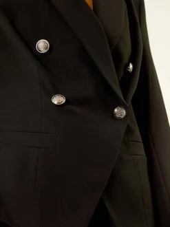 Roman Black Petite Military Stretch Blazer