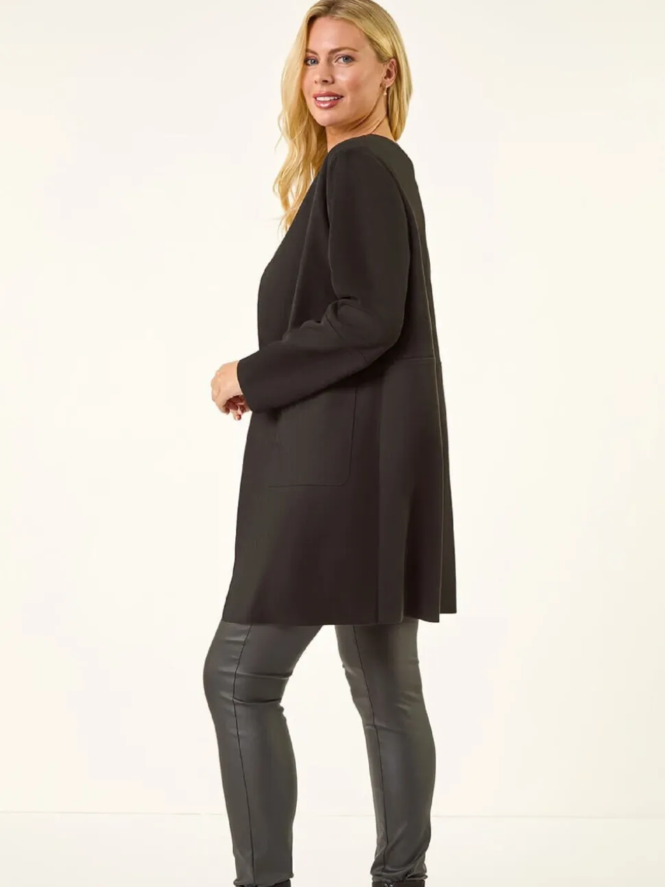 Roman Black Petite Suede Contrast Pocket Jacket
