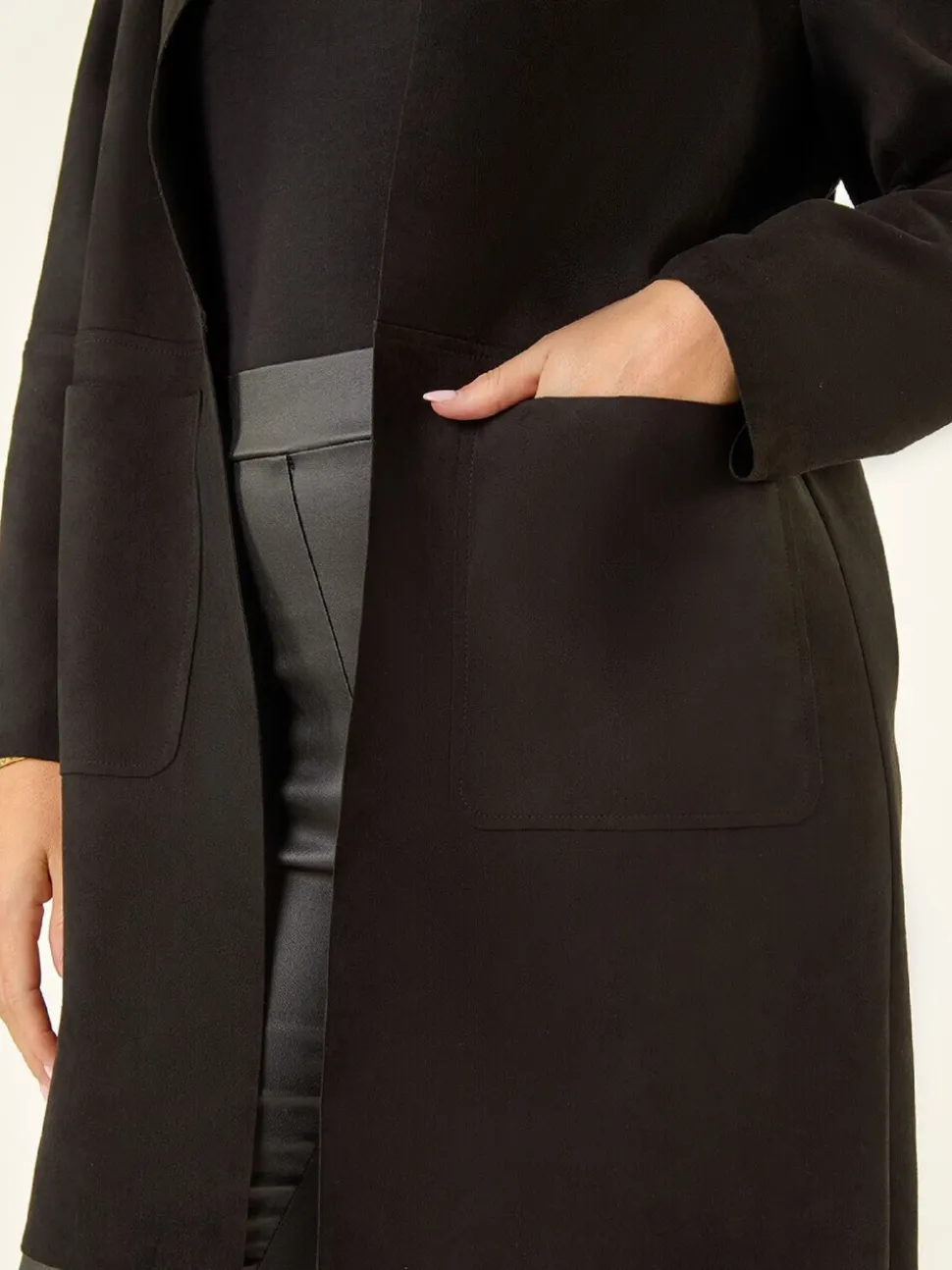 Roman Black Petite Suede Contrast Pocket Jacket