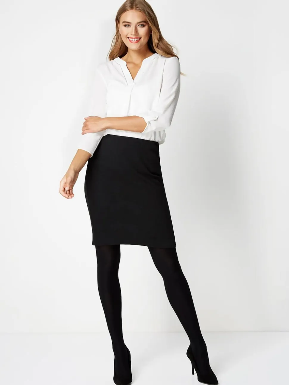 Roman Black Short Textured Jersey Skirt