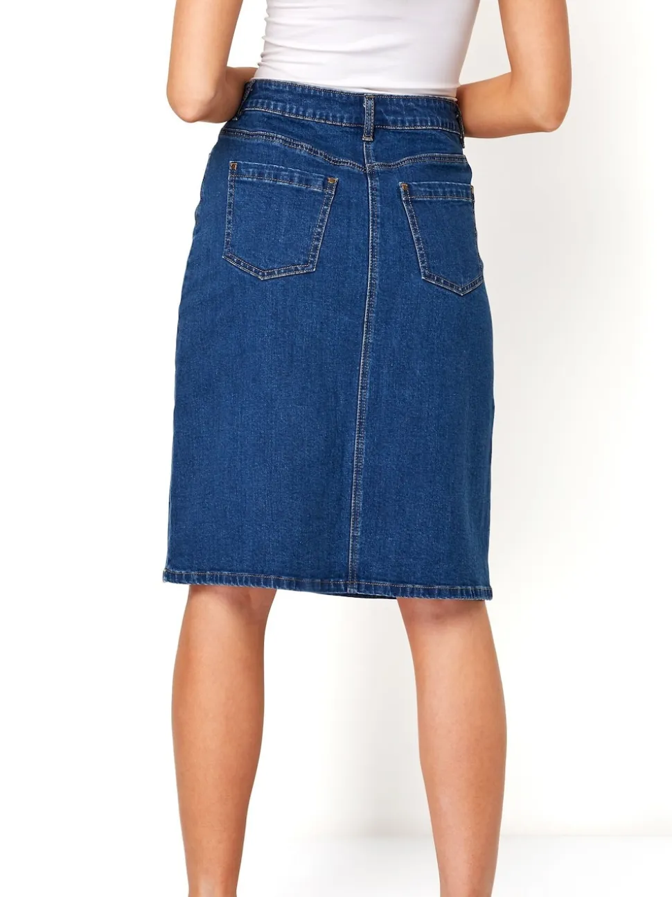 Roman Blue A-Line Knee Length Denim Skirt