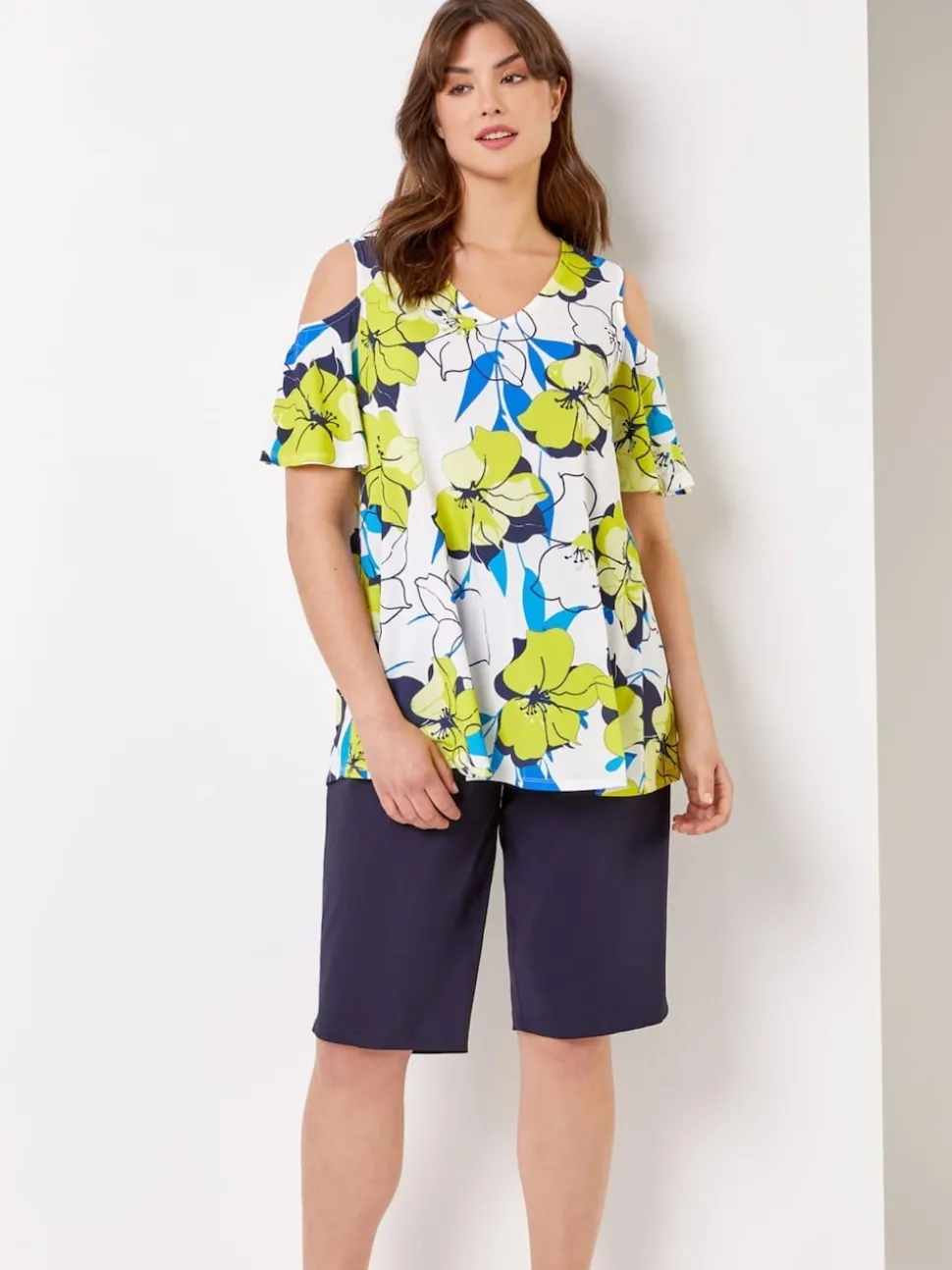 Roman Blue Knee Length Stretch Shorts