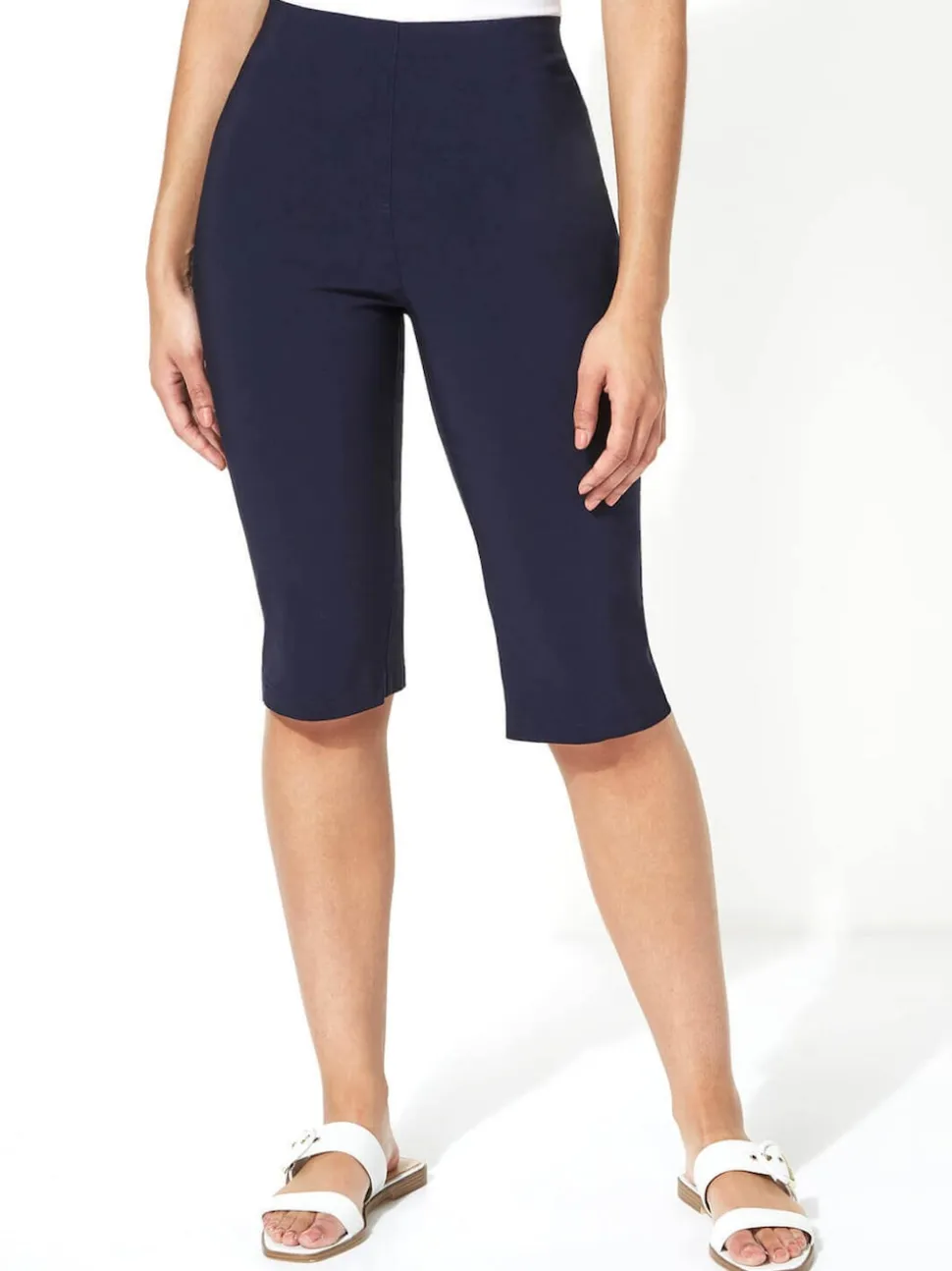 Roman Blue Knee Length Stretch Shorts