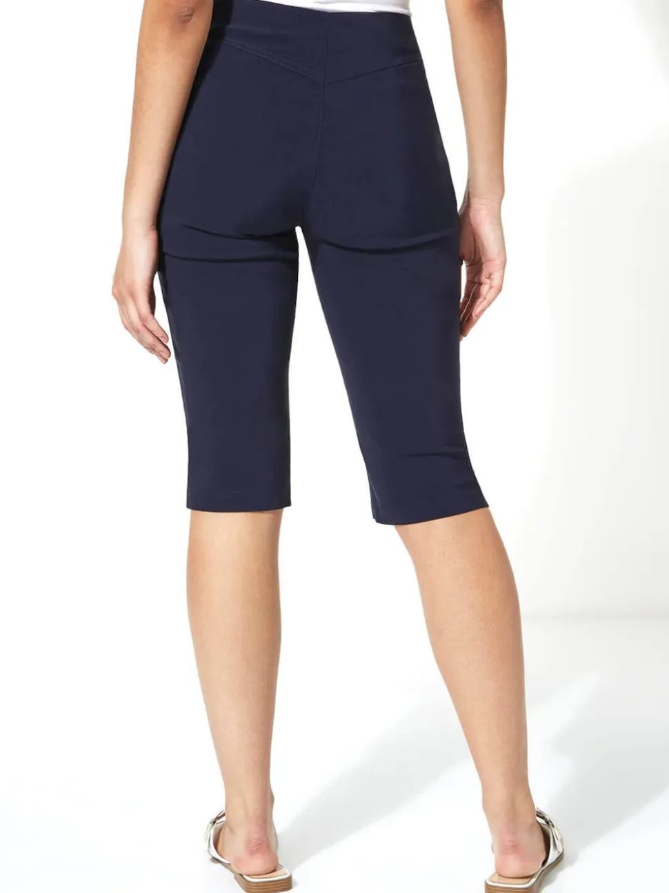 Roman Blue Knee Length Stretch Shorts