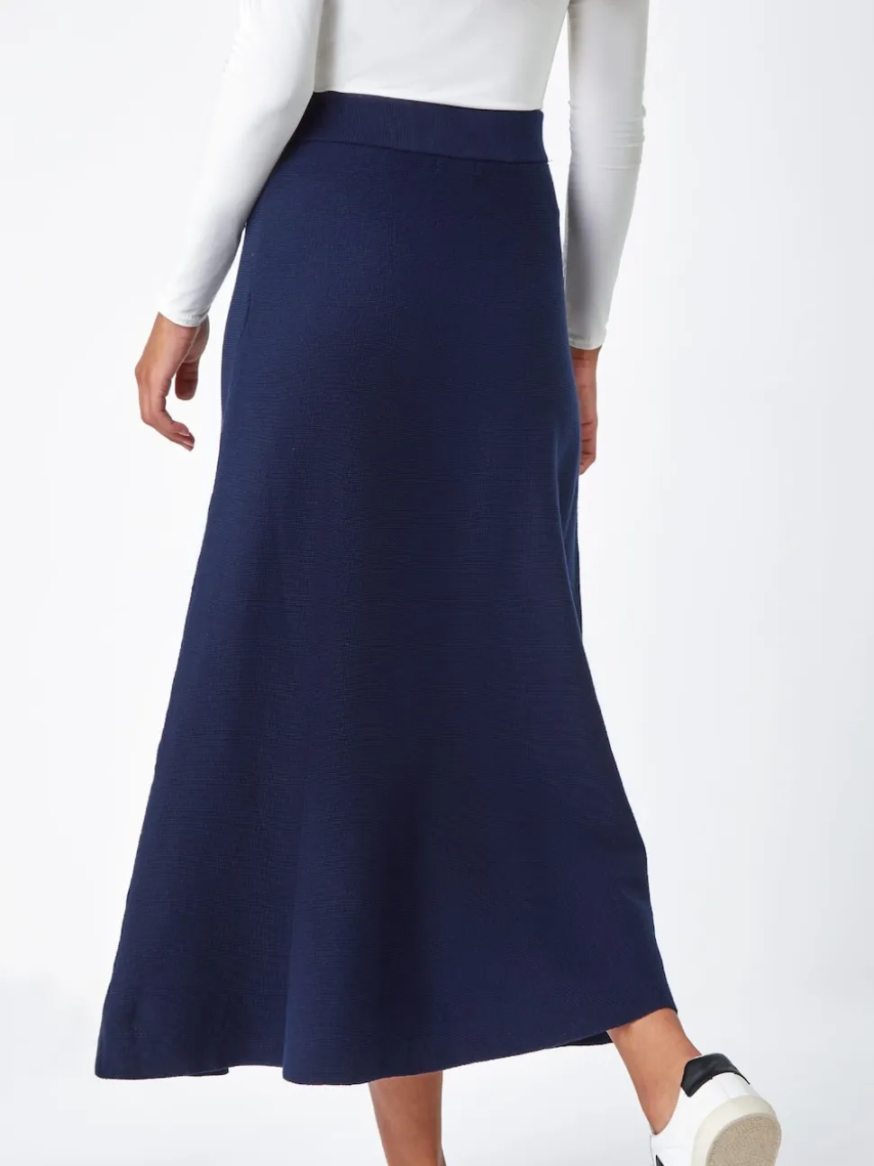 Roman Blue Knitted Midi Stretch Skirt