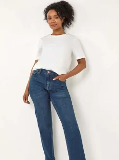Roman Blue Navy Petite Stretch Straight Leg Trousers