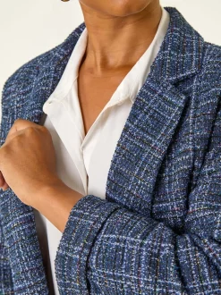 Roman Blue Petite Boucle Stretch Blazer