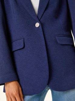 Roman Blue Petite Textured Buttoned Blazer