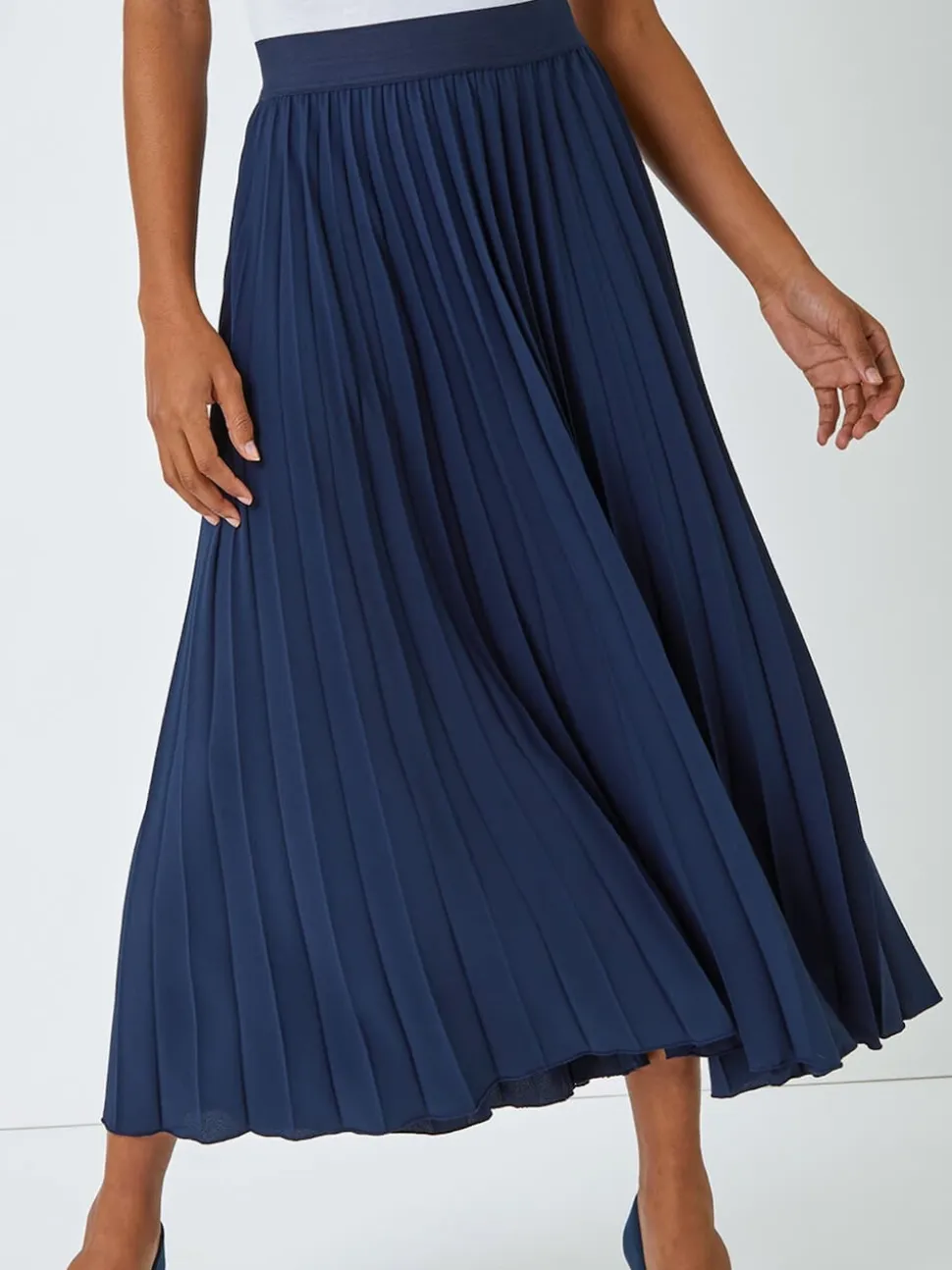 Roman Blue Pleated Maxi Skirt
