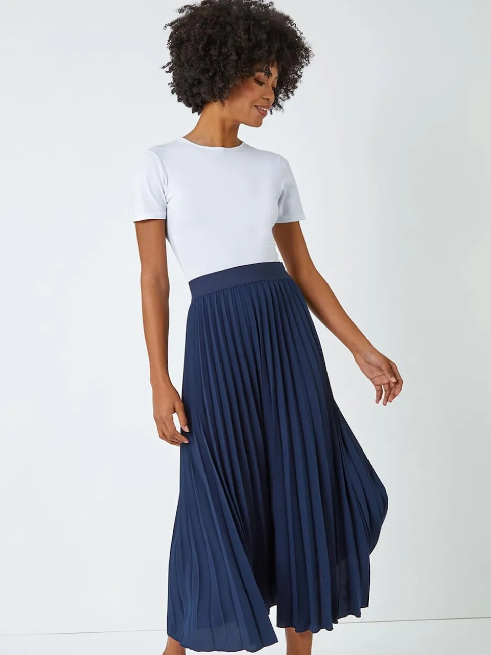 Roman Blue Pleated Maxi Skirt