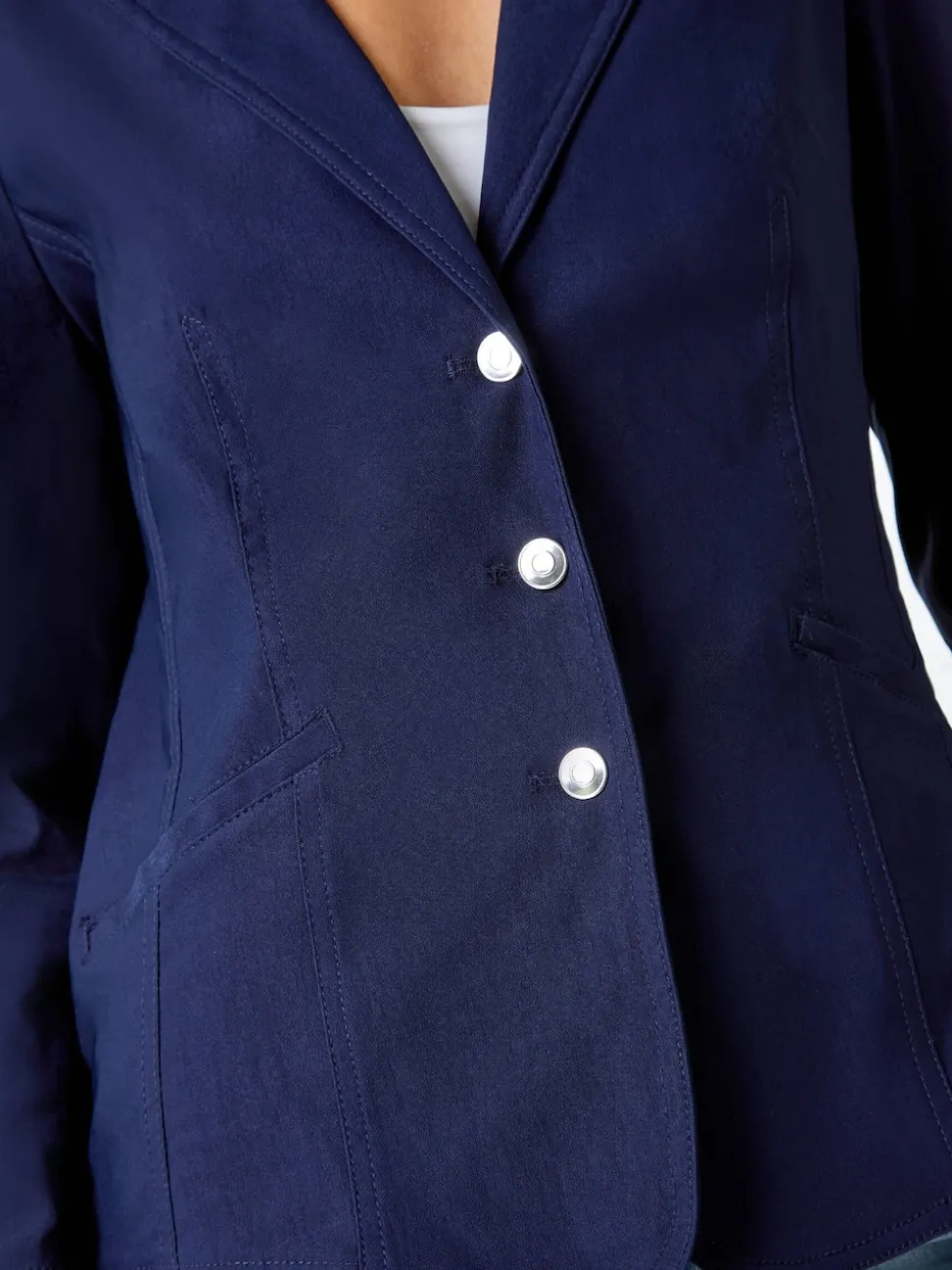 Roman Blue Stretch Button Detail Blazer