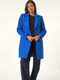 Roman Blue Tailored Single Breasted Coat