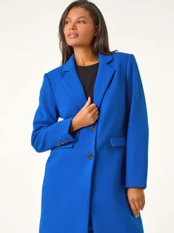 Roman Blue Tailored Single Breasted Coat