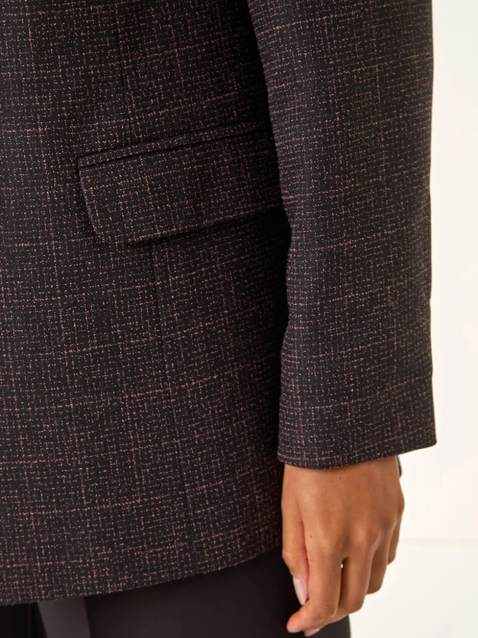 Roman Brown Check Print Longline Blazer