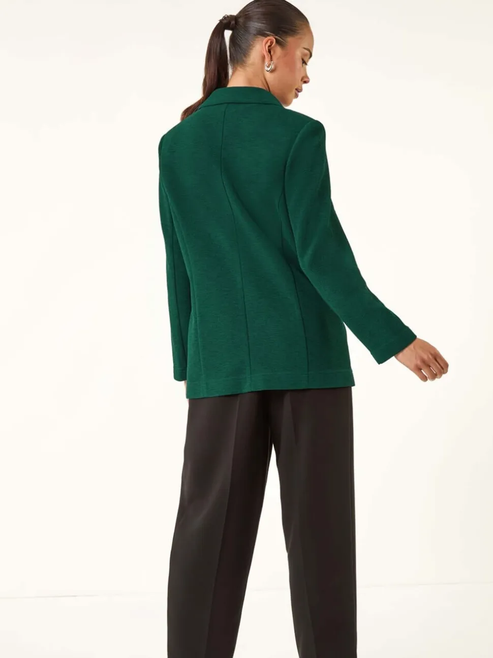 Roman Deep Blue Green Petite Textured Buttoned Blazer