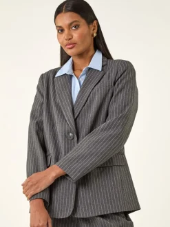 Roman Grey Classic Pinstripe Blazer