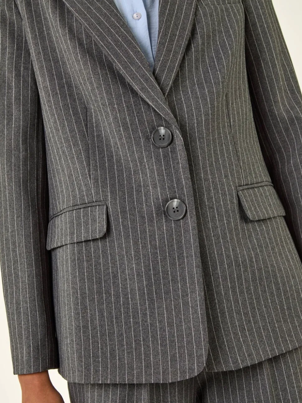 Roman Grey Classic Pinstripe Blazer