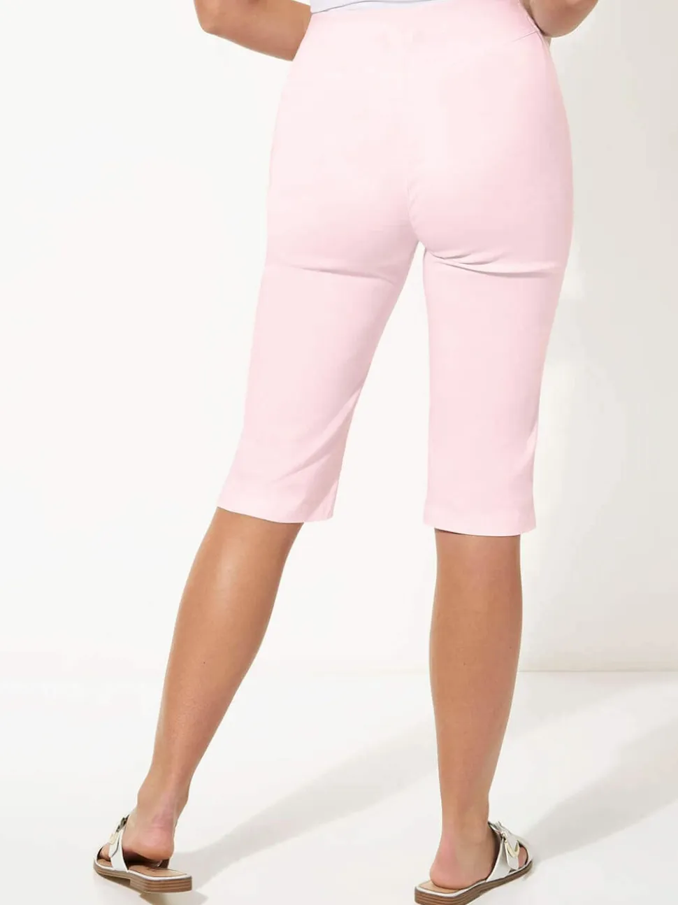 Roman Light Pink Knee Length Stretch Shorts