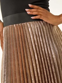 Roman Metallic Petite Pleated Skirt