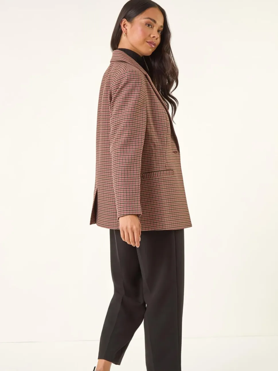 Roman Natural Petite Houndstooth Blazer