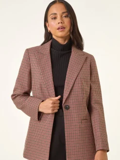 Roman Natural Petite Houndstooth Blazer