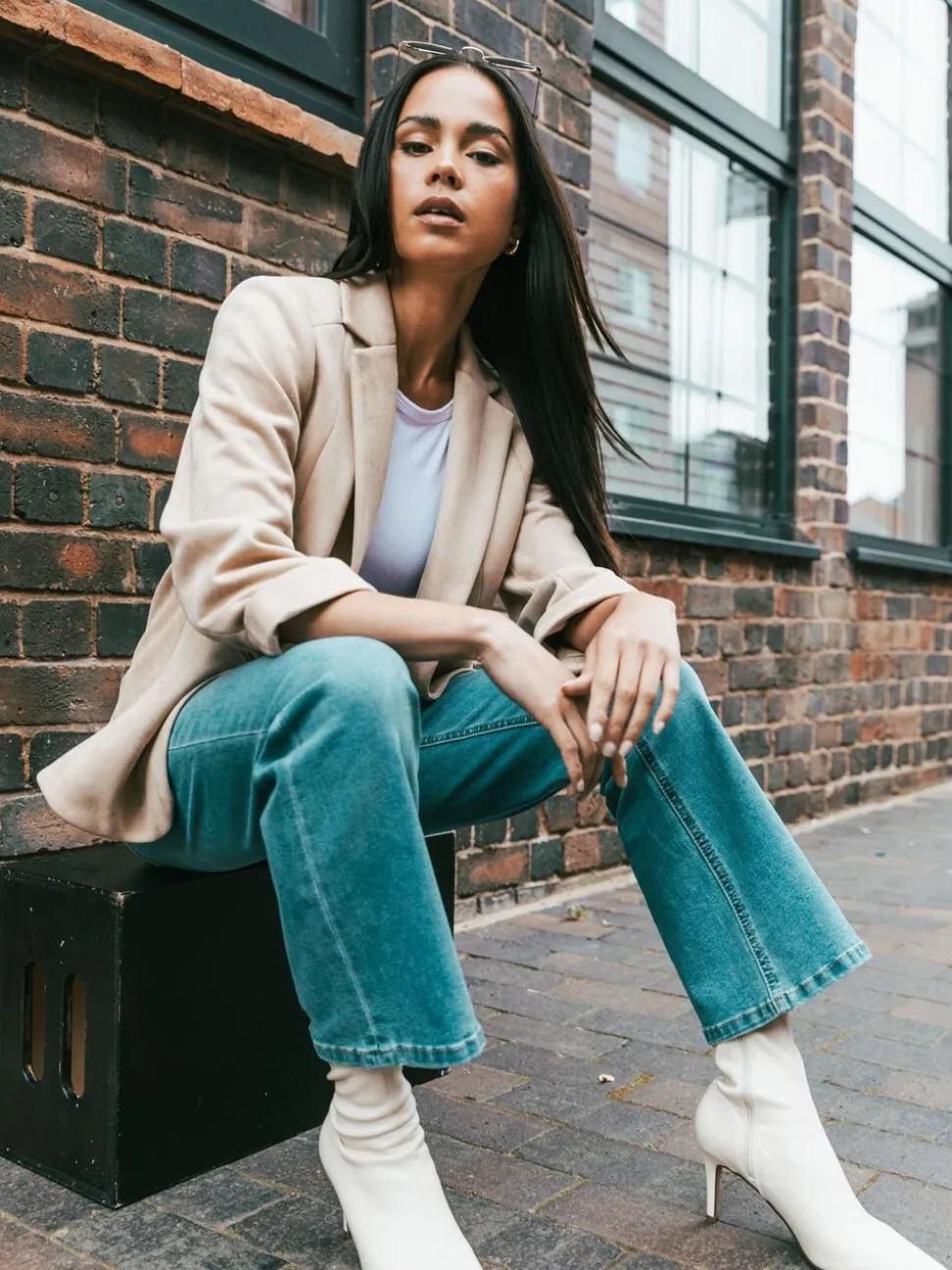 Roman Natural Petite Suedette Blazer