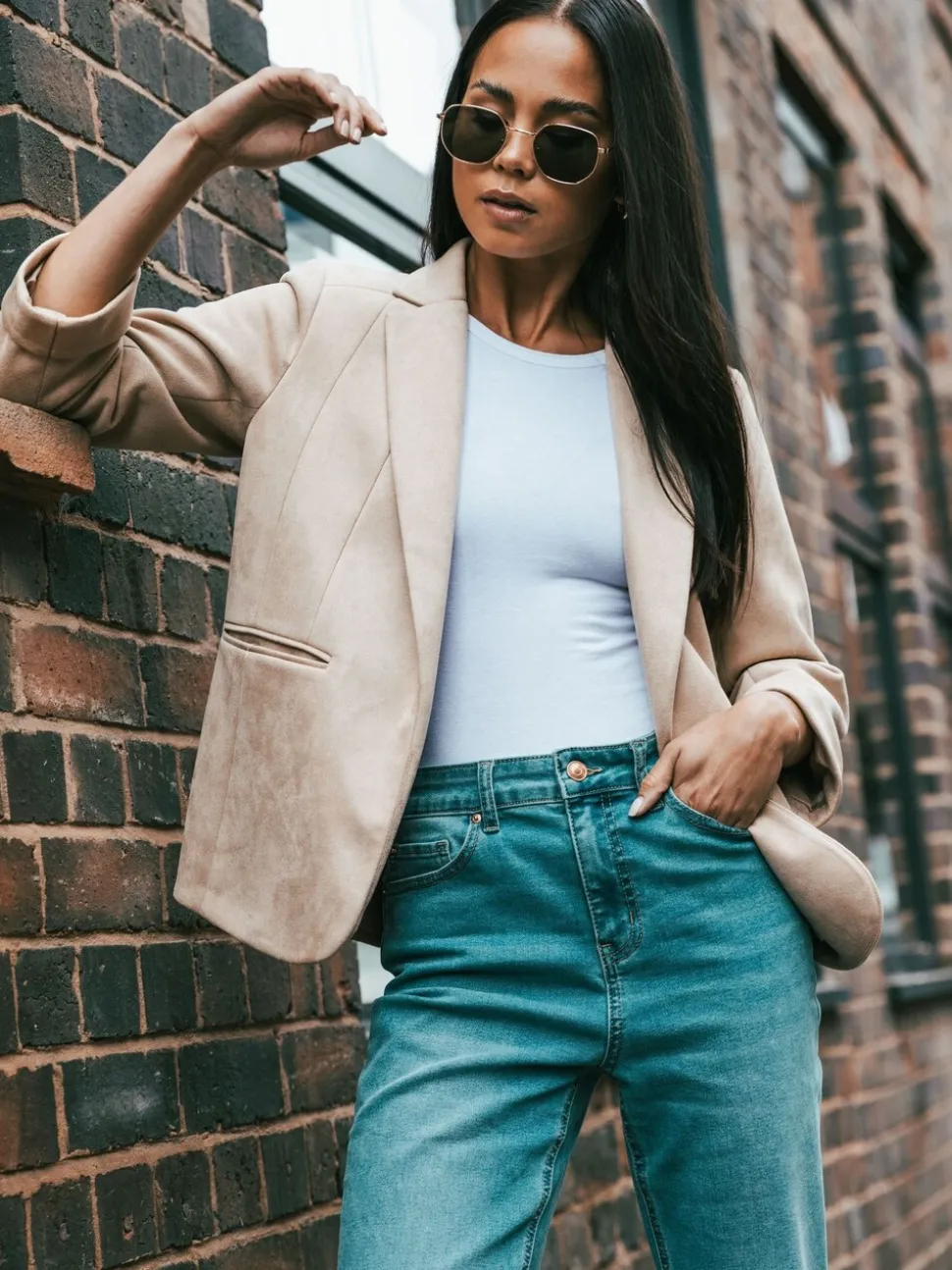 Roman Natural Petite Suedette Blazer