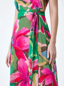 Roman Pink Floral Print Halterneck Maxi Dress
