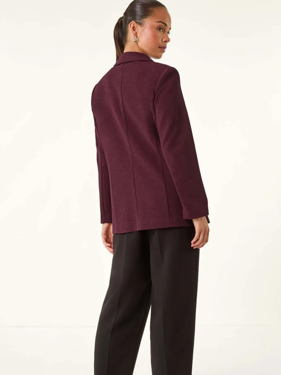 Roman Purple Petite Textured Buttoned Blazer