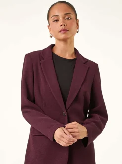 Roman Purple Petite Textured Buttoned Blazer