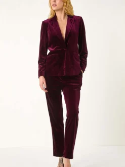 Roman Purple Velvet Single Breasted Blazer