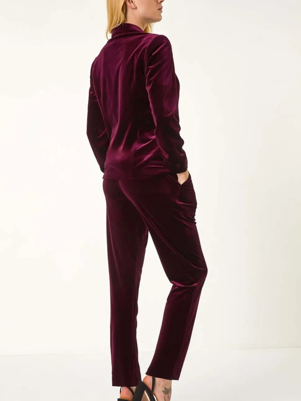 Roman Purple Velvet Single Breasted Blazer